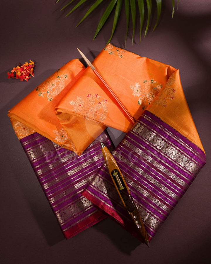 Orange And Purple Kanjivaram Silk Saree-S1510(A)