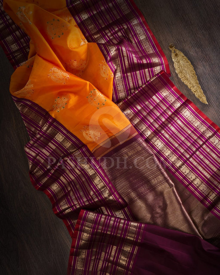 Orange And Purple Kanjivaram Silk Saree-S1510(A)