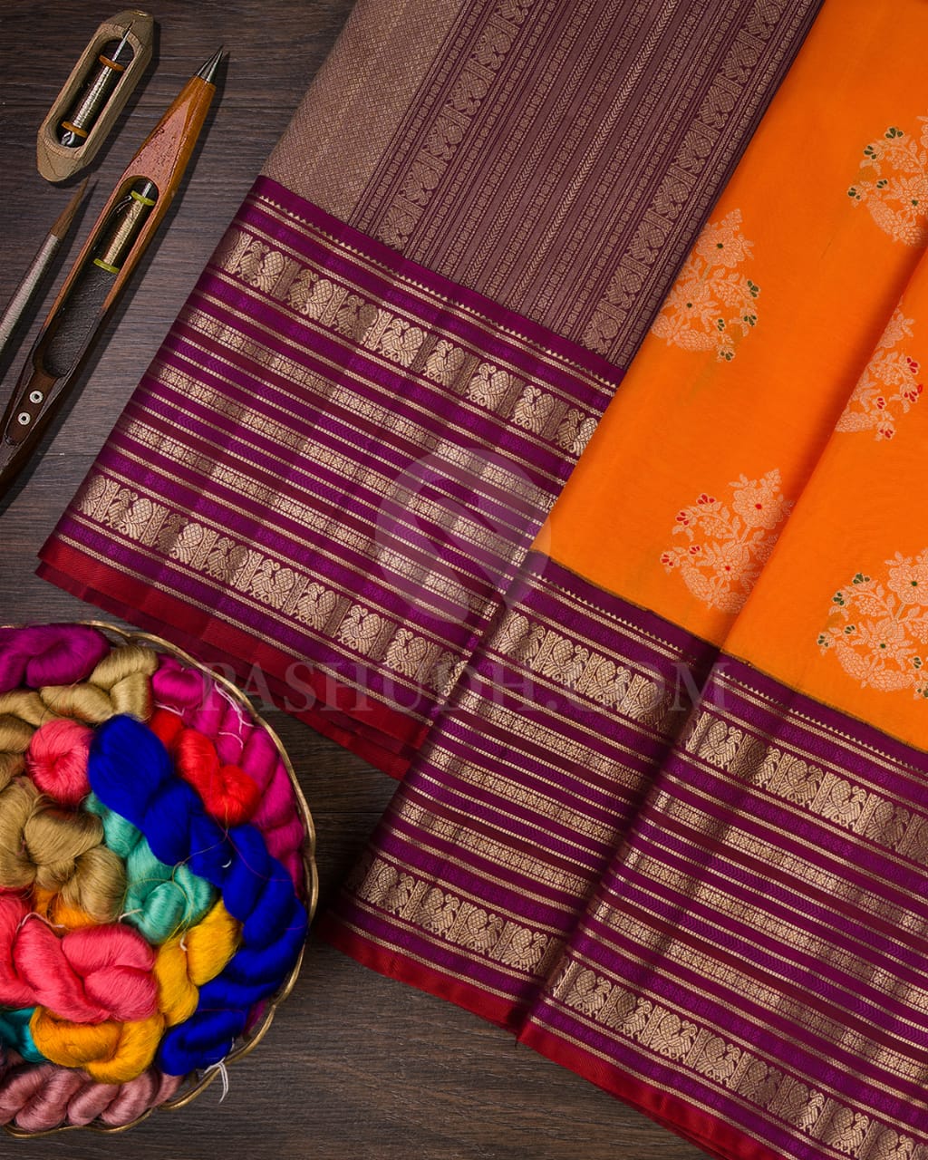 Orange And Purple Kanjivaram Silk Saree-S1510(A)