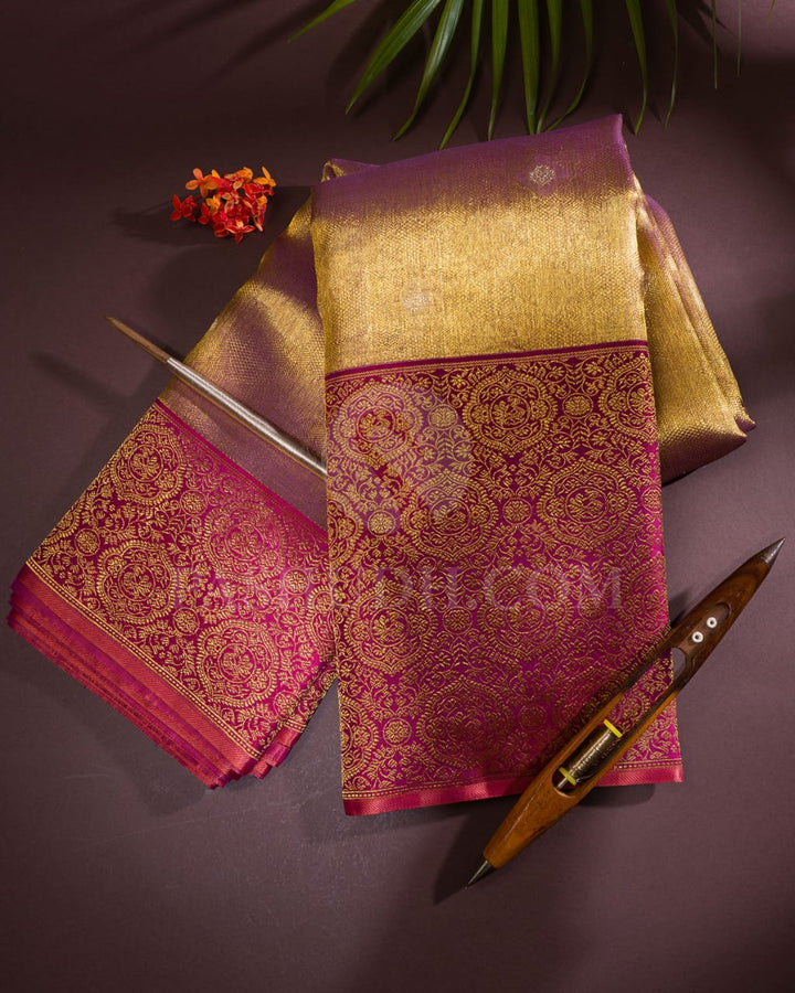 Lavender Shimmer Organza  Kanjivaram Silk Saree-S1506(A)