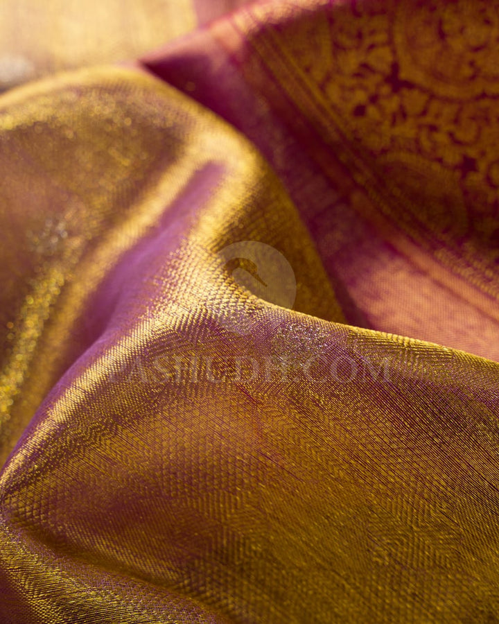 Lavender Shimmer Organza  Kanjivaram Silk Saree-S1506(A)