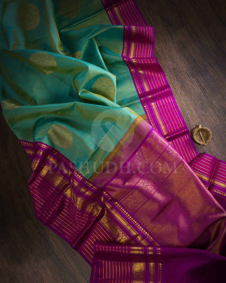 Dual Shaded Blue/Green Kanjivaram Silk Saree-S1508(A)