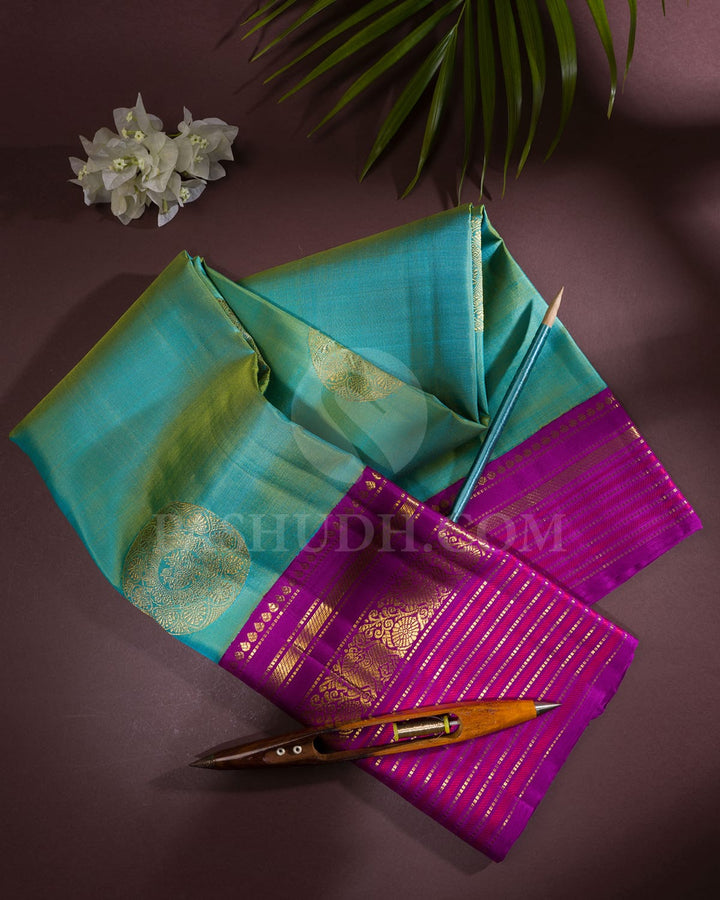 Dual Shaded Blue/Green Kanjivaram Silk Saree-S1508(A)