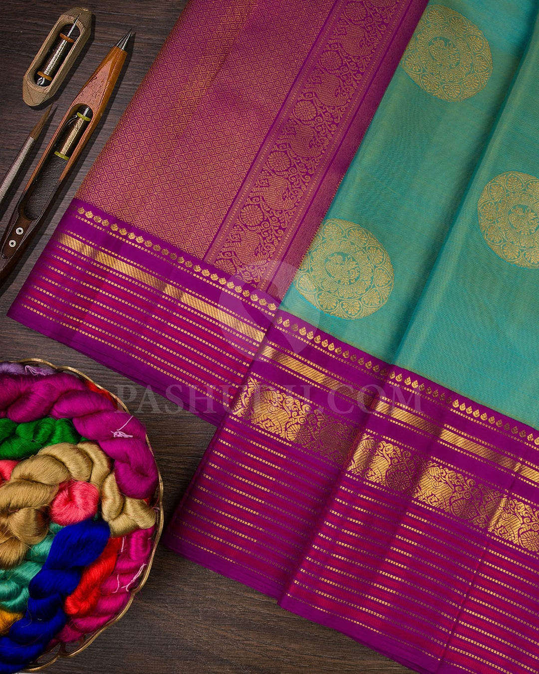 Dual Shaded Blue/Green Kanjivaram Silk Saree-S1508(A)