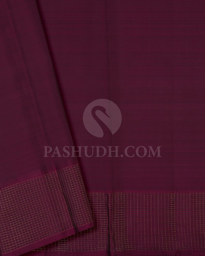 Brown And Deep Wine Pure Zari Kanjivaram Silk Saree-SP172