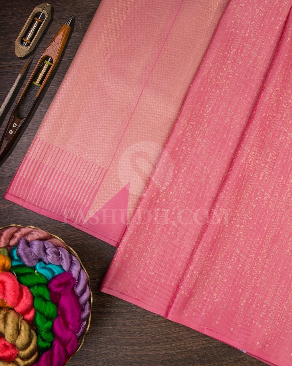 Baby Pink And Rani Pink Kanjivaram Silk Saree-DJ305(I)