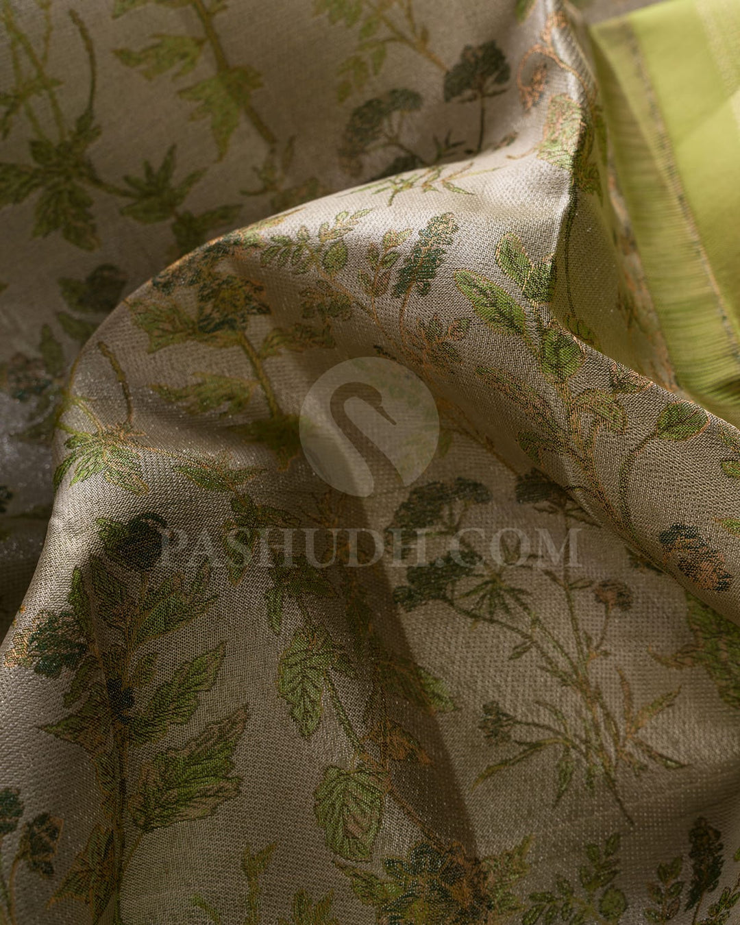 Silver And Pear Green Kanjivaram Silk Saree-DJ378(A)