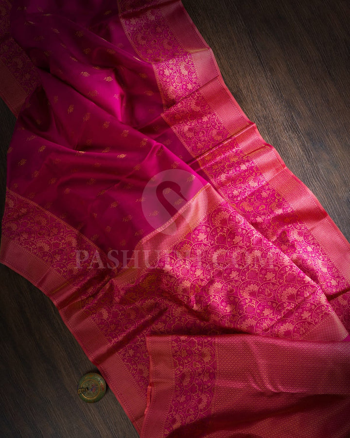 Rani Pink And Peach Kanjivaram Silk Saree-D643(A)