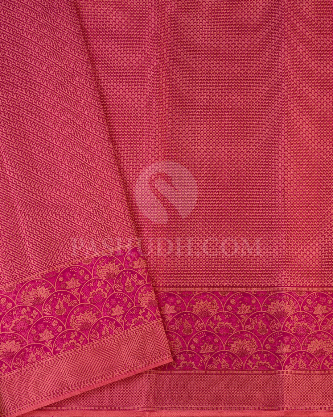 Rani Pink And Peach Kanjivaram Silk Saree-D643(A)