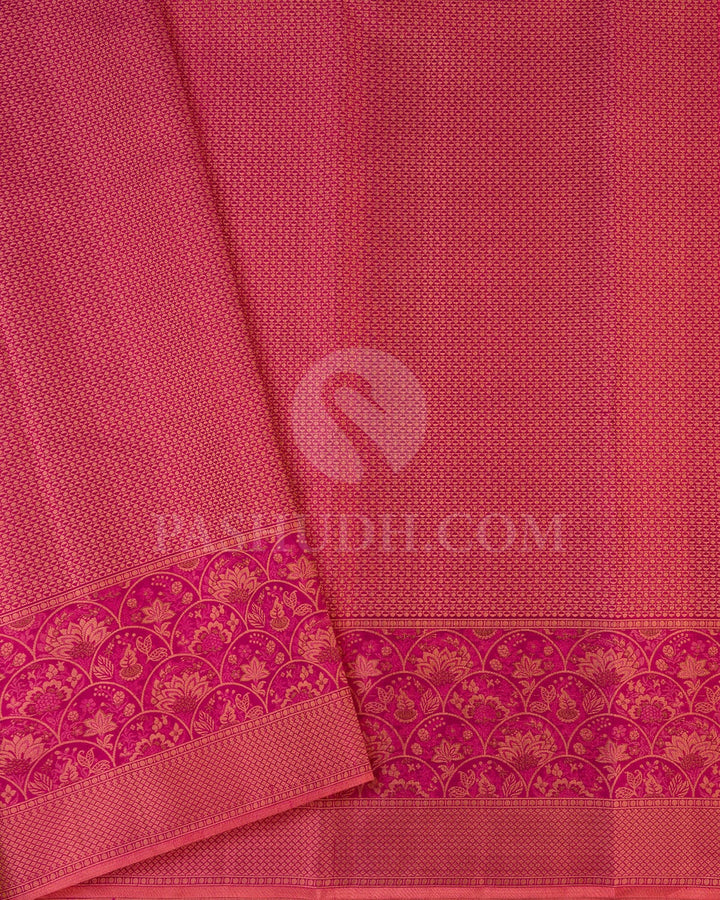 Rani Pink And Peach Kanjivaram Silk Saree-D643(A)