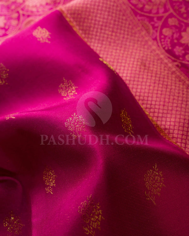 Rani Pink And Peach Kanjivaram Silk Saree-D643(A)