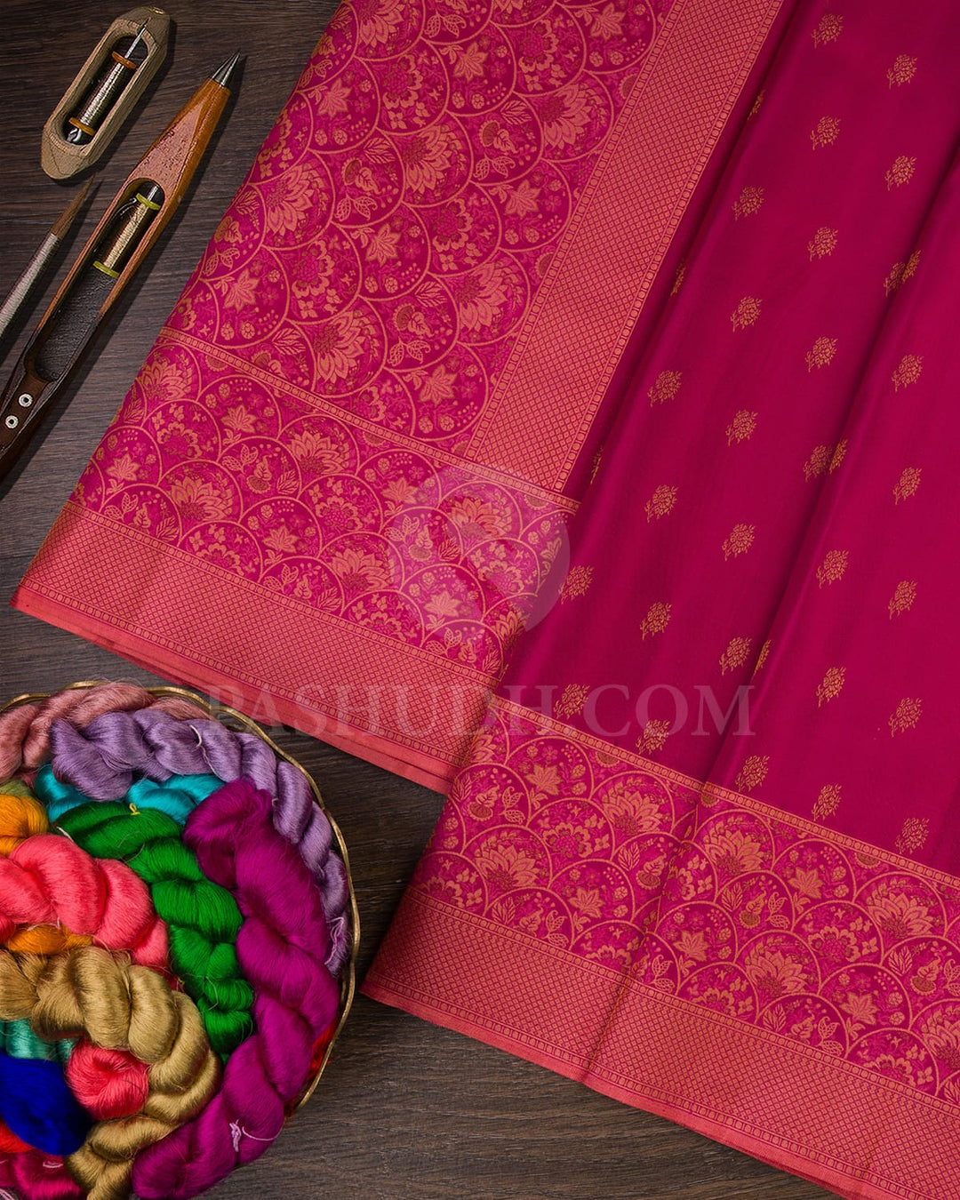 Rani Pink And Peach Kanjivaram Silk Saree-D643(A)