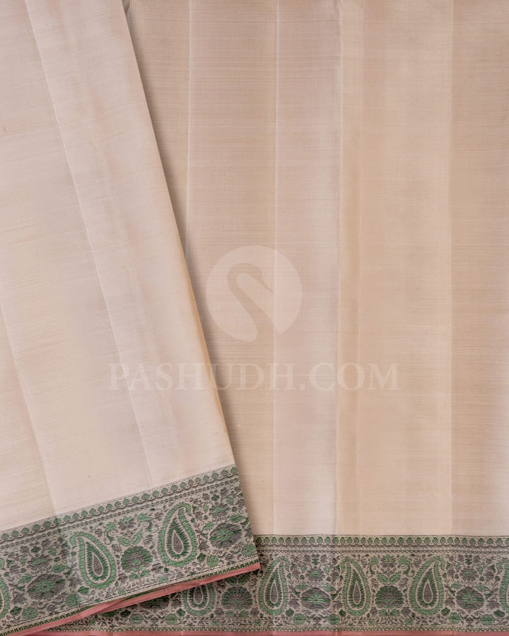 Half White Kanjivaram Silk Saree-DJ359(F)