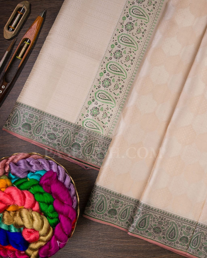 Half White Kanjivaram Silk Saree-DJ359(F)