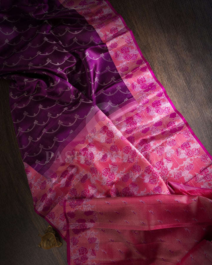 Violet And Peach Kanjivaram Silk Saree -DJ351(J)