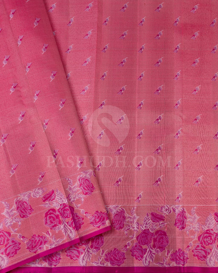 Violet And Peach Kanjivaram Silk Saree -DJ351(J)