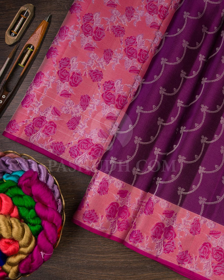 Violet And Peach Kanjivaram Silk Saree -DJ351(J)