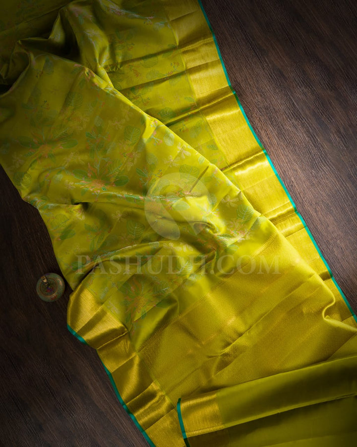 Parrot Green Kanjivaram Silk Saree-DJ379(B)