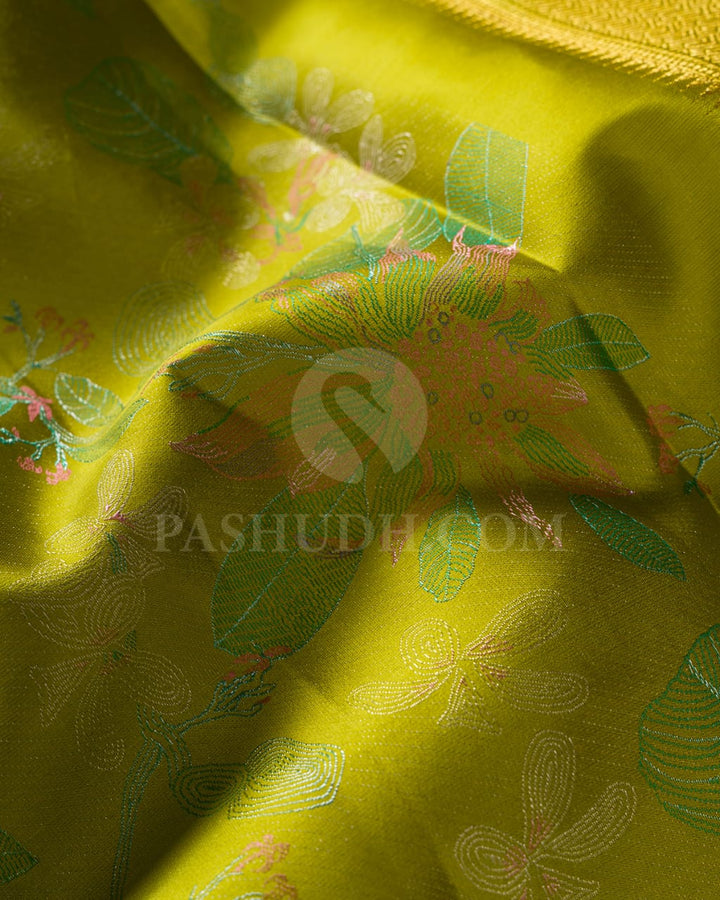 Parrot Green Kanjivaram Silk Saree-DJ379(B)