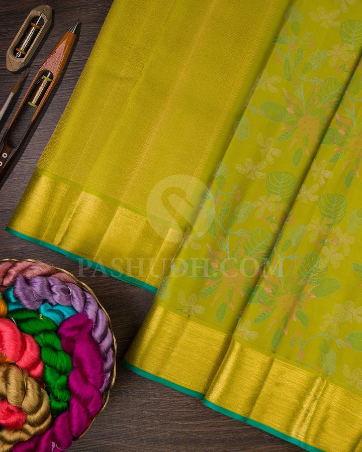 Parrot Green Kanjivaram Silk Saree-DJ379(B)