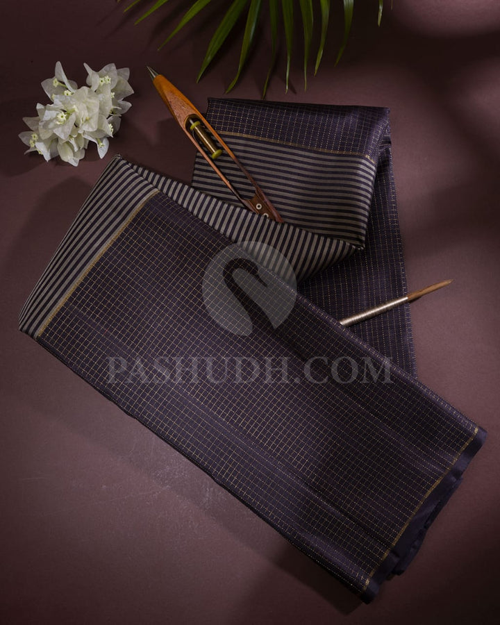 Black  And Grey Pure Zari Kanjivaram Silk Saree-SP169