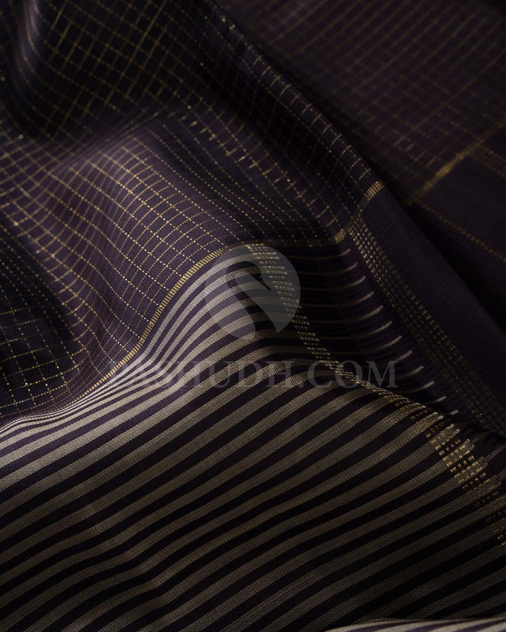 Black  And Grey Pure Zari Kanjivaram Silk Saree-SP169