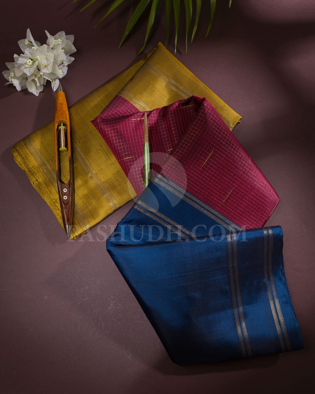 Teal Blue, Golden Mustard And Maroon Pure Zari Kanjivaram Silk Saree-SP164