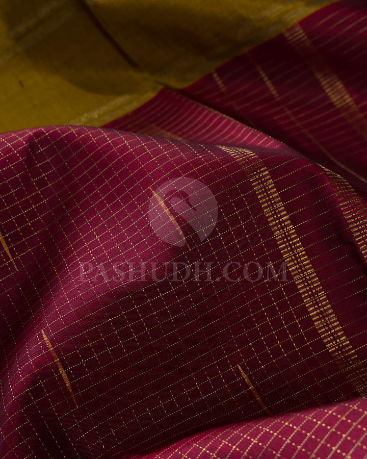 Teal Blue, Golden Mustard And Maroon Pure Zari Kanjivaram Silk Saree-SP164