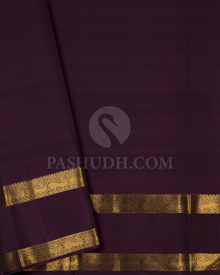 Orange,Red And Aubergine Pure Zari Kanjivaram Silk Saree-SP142