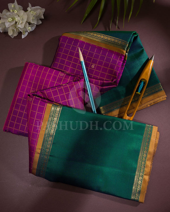 Magenta And Bottle Green Kanjivaram Silk Saree-SP136