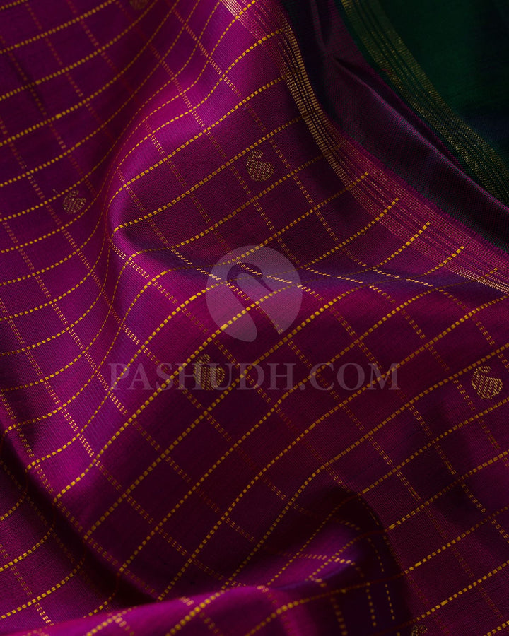 Magenta And Bottle Green Kanjivaram Silk Saree-SP136