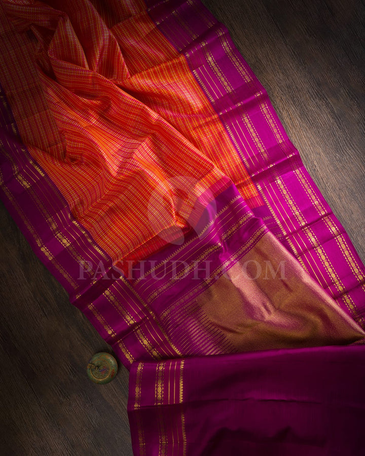 Orange And Magenta Kanjivaram Silk Saree-DJ381(A)