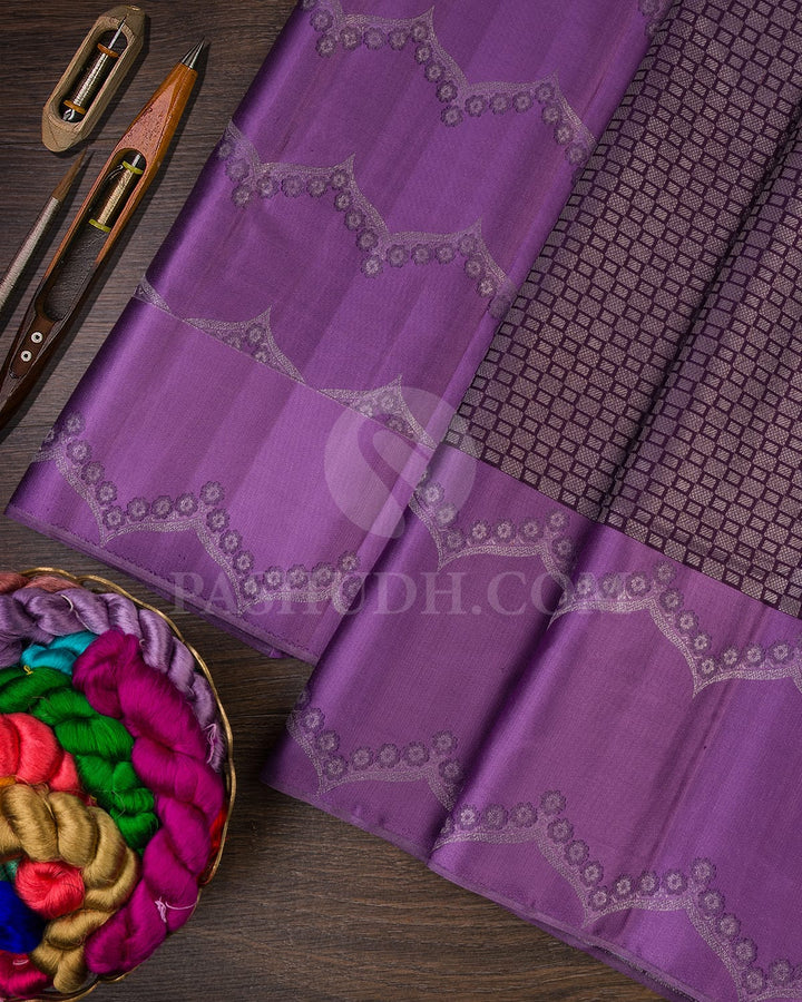Purple And Lavender Kanjivaram Silk Saree-D610(C)