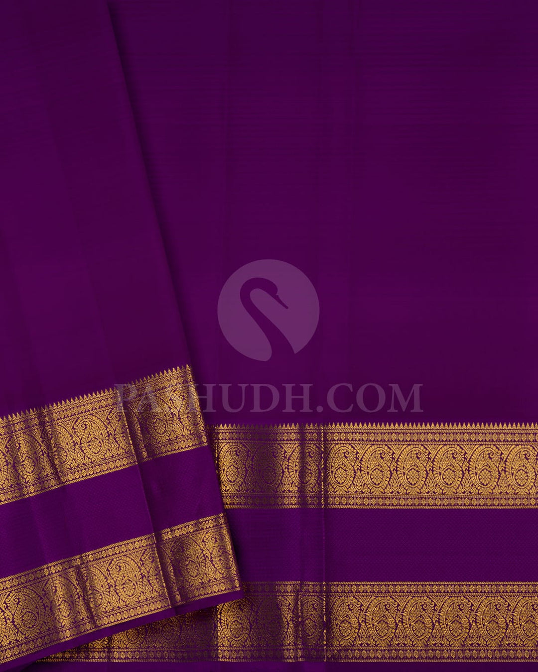 Marigold With Royal Violet Kanjivaram Silk Saree-S1500(A)