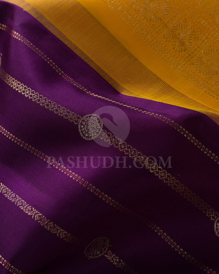 Royal Purple And Golden Marigold Kanjivaram Silk Saree- S1497(A)