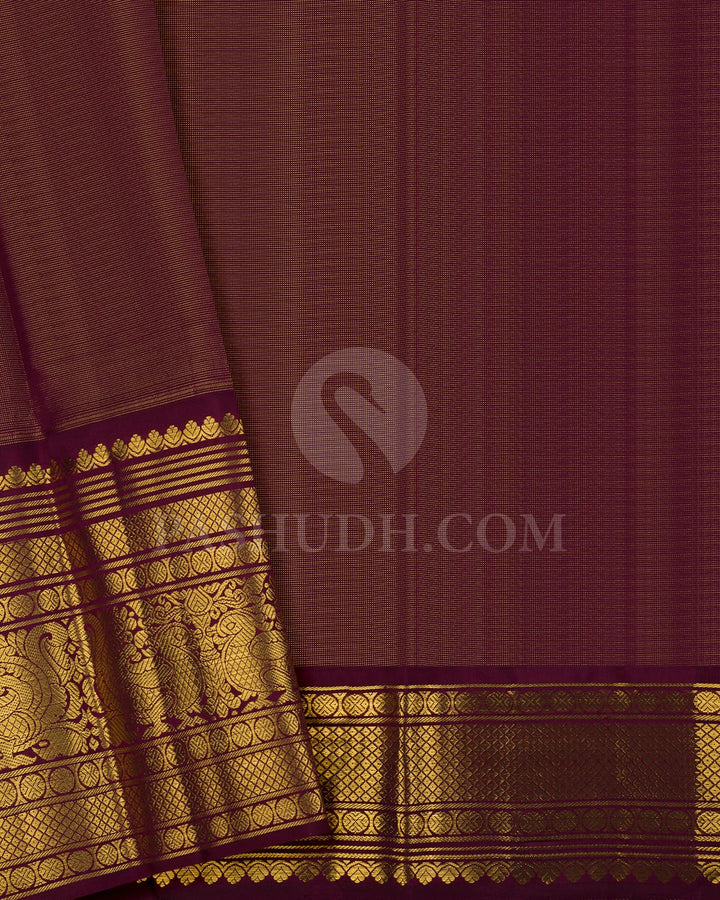 Sunset Orange With Maroon  Kanjivaram Silk Saree-SP154