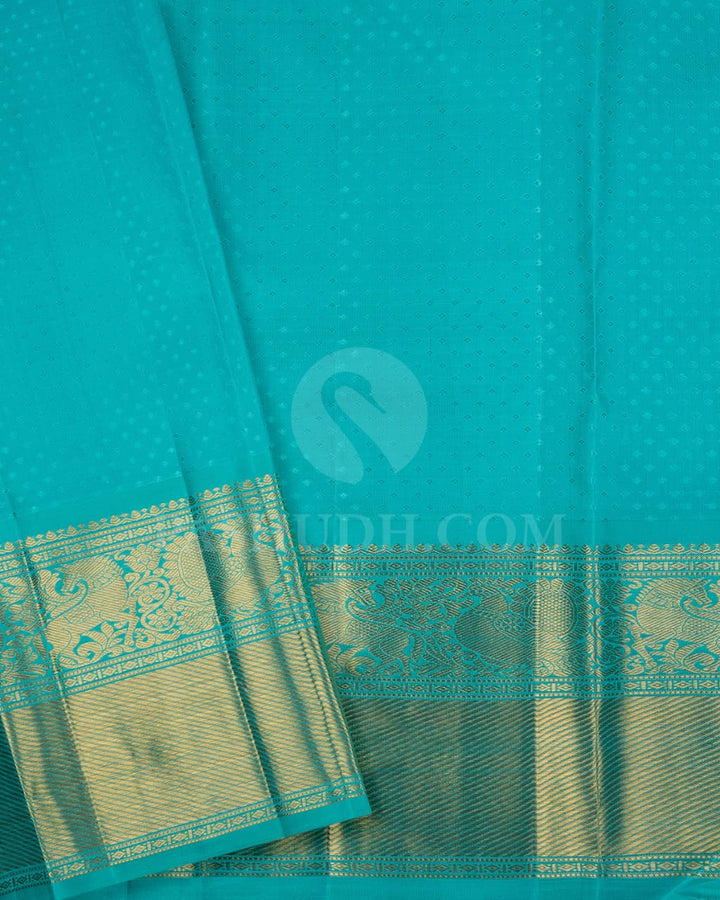 Royal Violet And Aqua Mint Kanjivaram Silk Saree-SP178