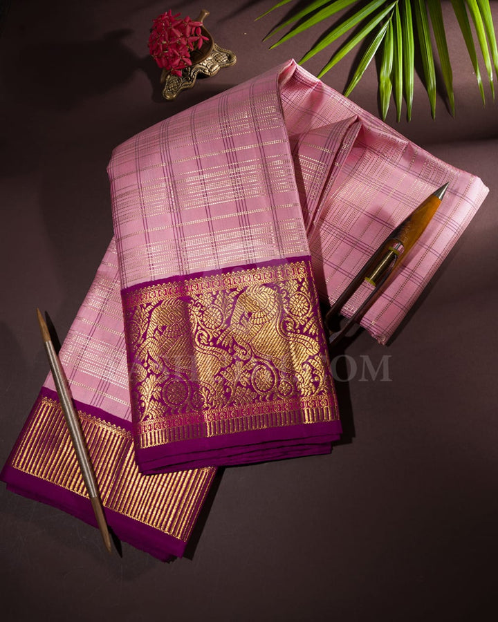 Baby Pink With Magenta Kanjivaram Silk Saree-S1222(E)