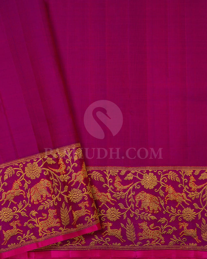 Pear Green With Purple Kanjivaram Silk Saree-S1538(A)