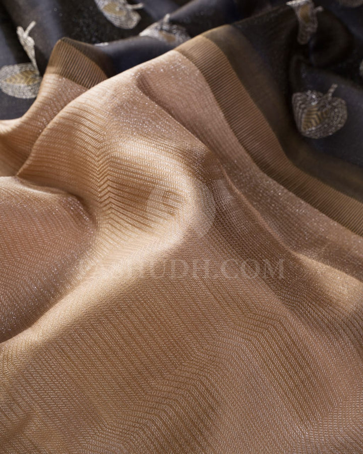 Beige And Charcoal Grey Pastel Kanjivaram Silk Saree-DJ371(B)