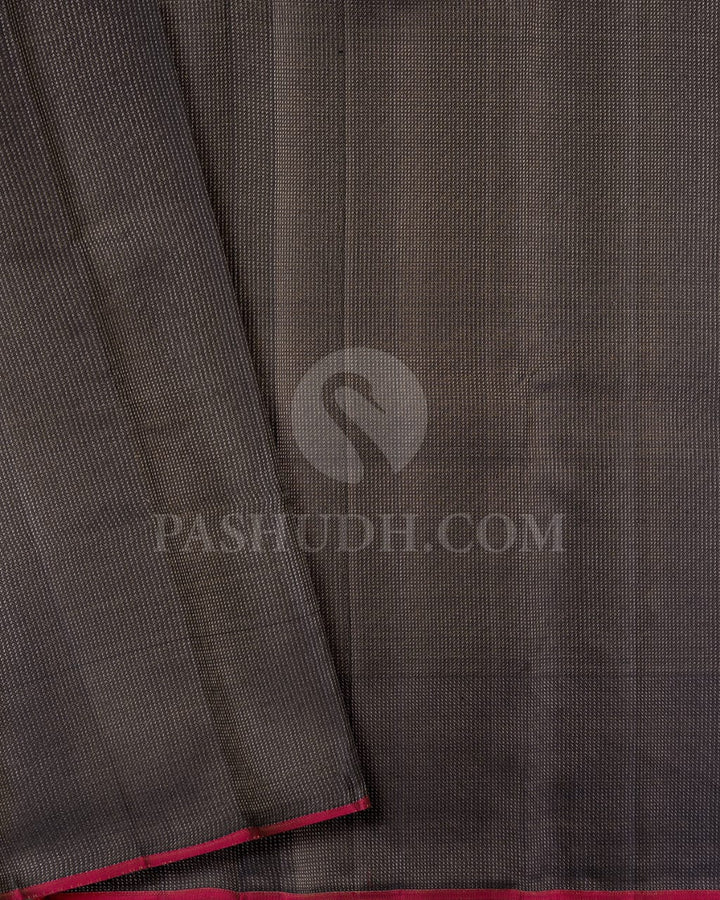 Beige And Charcoal Grey Pastel Kanjivaram Silk Saree-DJ371(B)