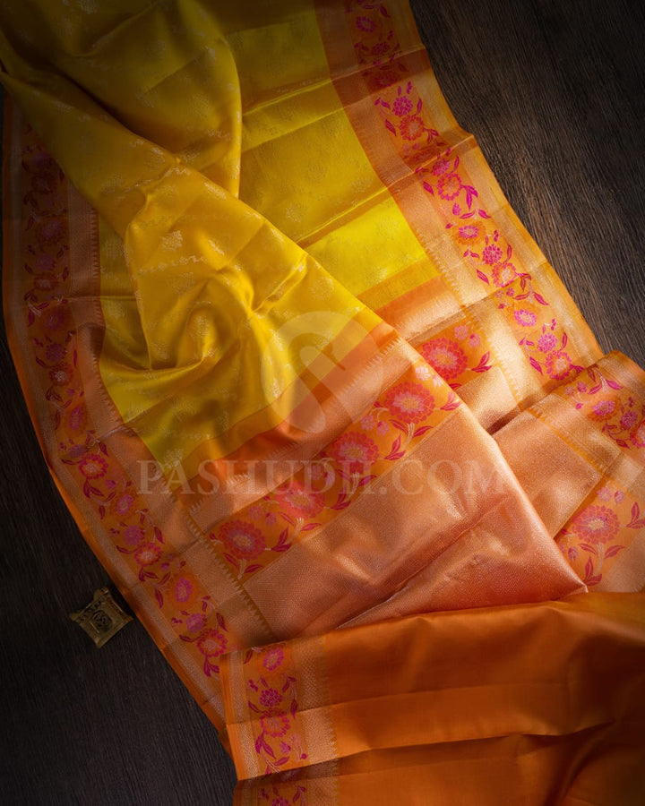 Tuscany Yellow And Mild Orange Pastel Kanjivaram Silk Saree-DJ377(C)