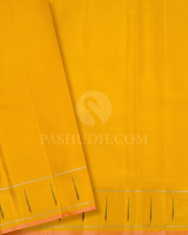 Purple And Bright Yellow Kanjivaram Silk Saree-S1414(B)