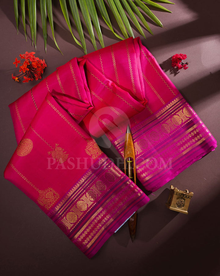 Rani Pink-Magenta Kanjivaram Silk Saree-S1529(A)