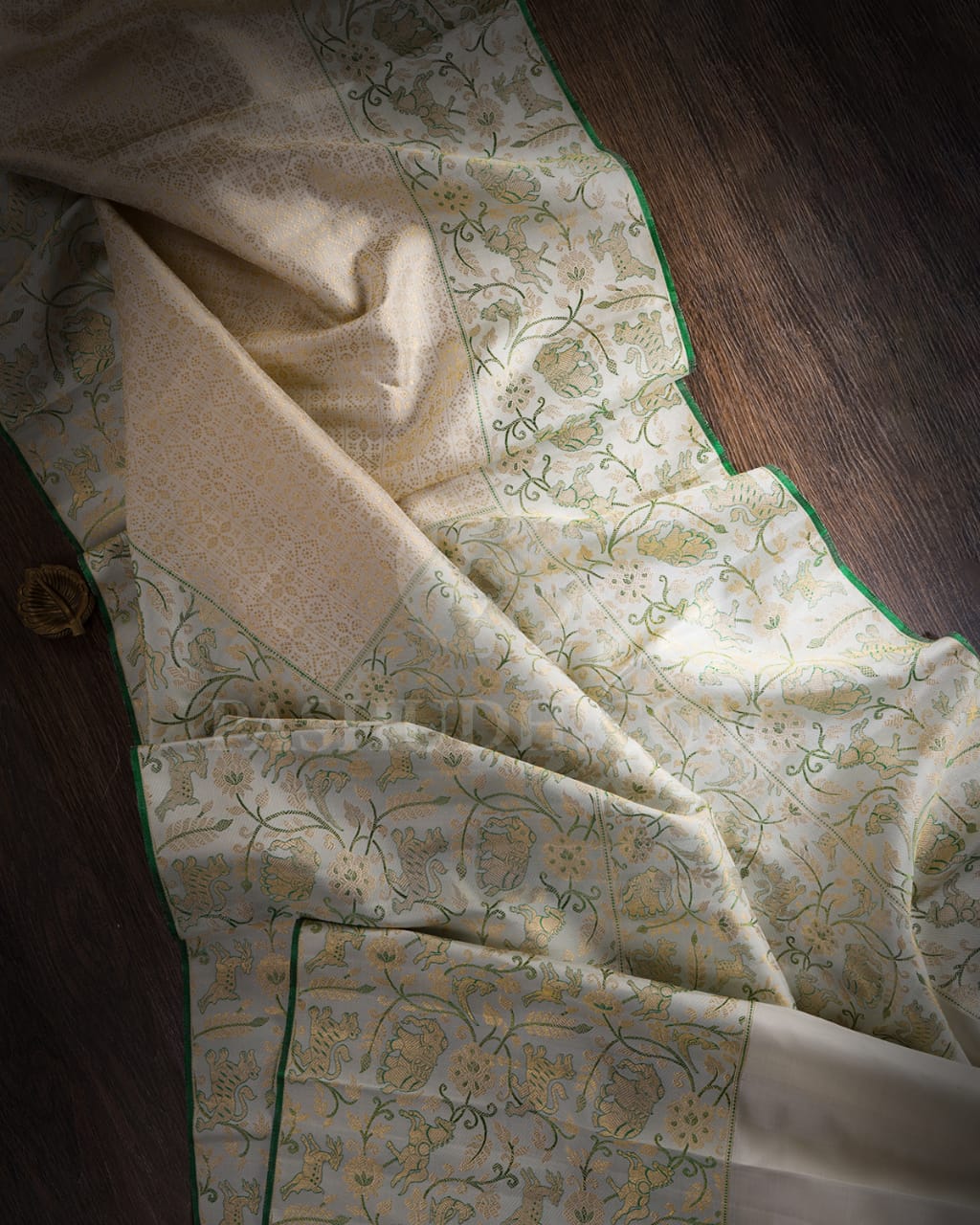 Half White With Mild Powder Blue Kanjivaram Silk Saree-S1503(C)