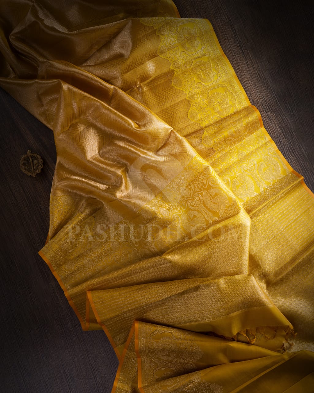 Mustard Yellow Kanjivaram Silk Saree-S1469(B)