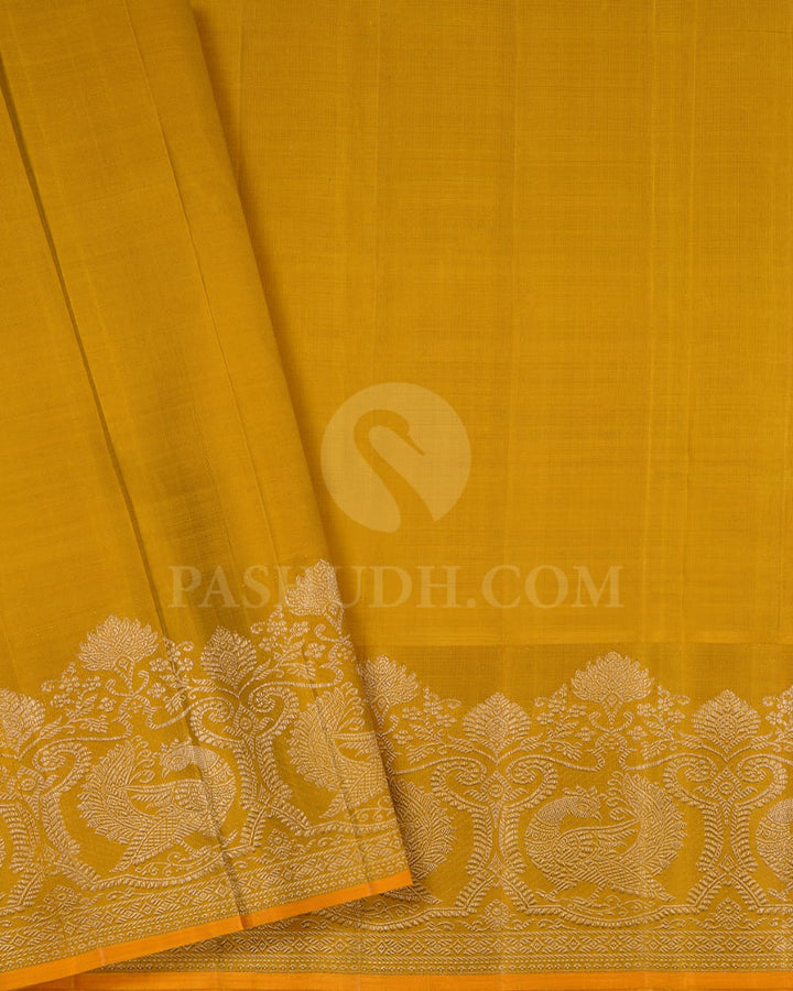 Mustard Yellow Kanjivaram Silk Saree-S1469(B)