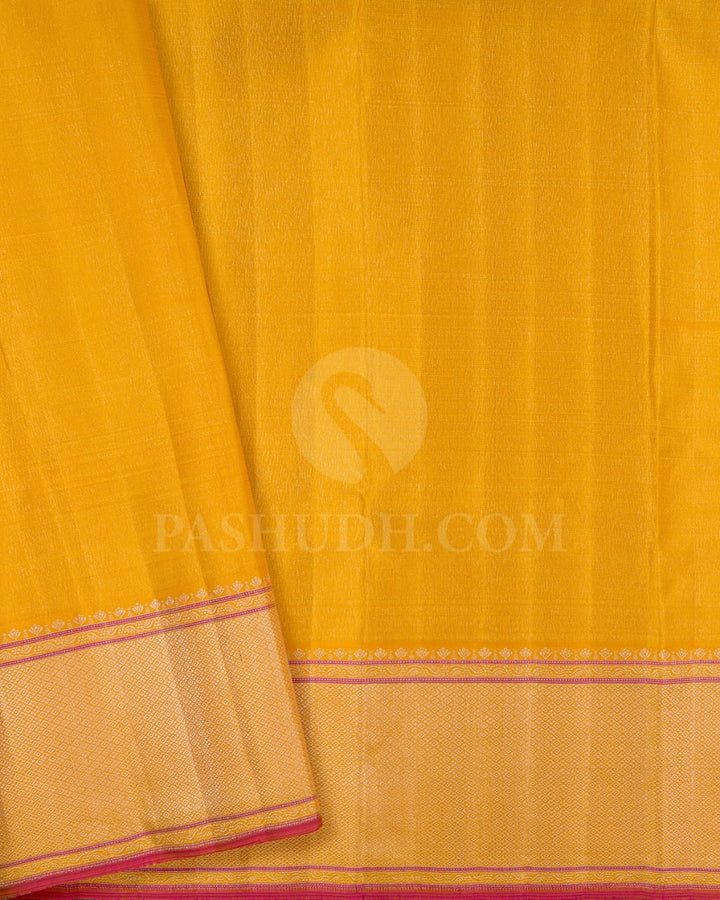 Mango Yellow, Green,Orange Tissue Kanjivaram Silk Saree-D645(A)