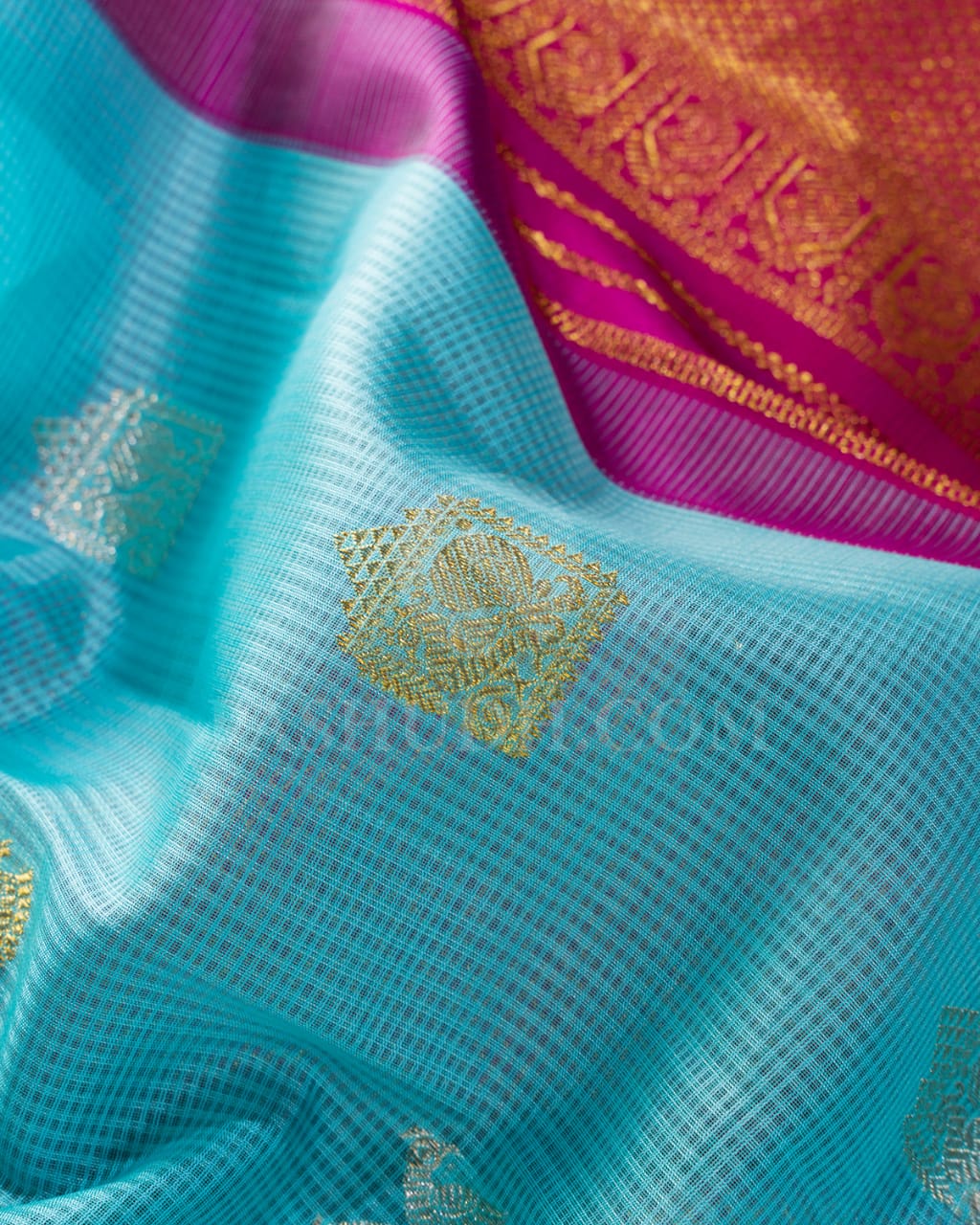 Sky Blue And Magenta Kanjivaram Silk Saree-S1525(A)