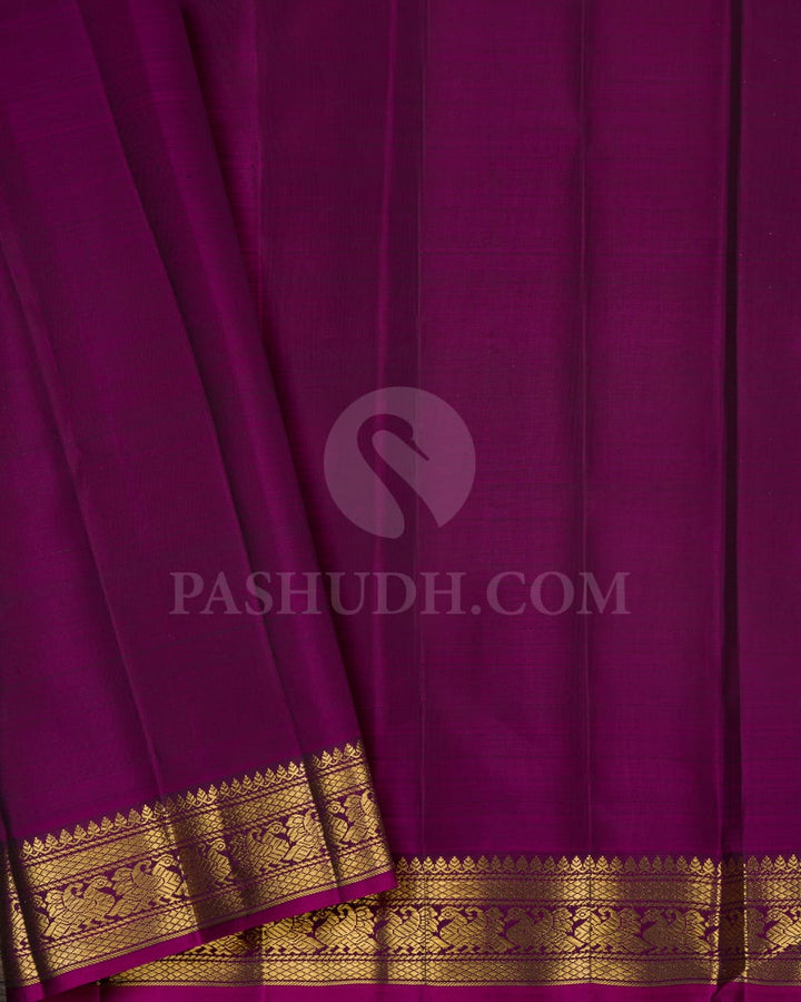 Emerald Green And Magenta Kanjivaram Silk Saree-S1540(A)